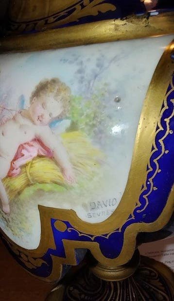 Vaas - Porselein, Brons - Beschilderde vaas, eind 19e eeuw, Antiek en Kunst