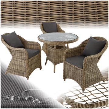 Aluminium rotan zitgroep Zürich 3+1 - natuur, Verzenden, Nieuw