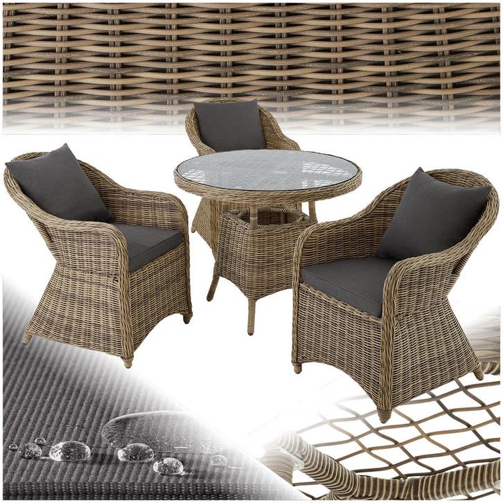 Aluminium rotan zitgroep Zürich 3+1 - natuur, Jardin & Terrasse, Ensembles de jardin, Envoi