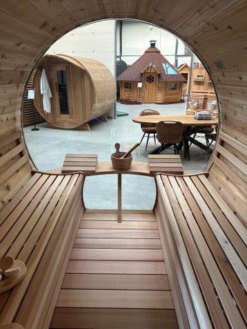 Barrel sauna | Houtgestookte of elektrische buitensauna, Ophalen of Verzenden, Nieuw, Fins of Traditioneel, Complete sauna