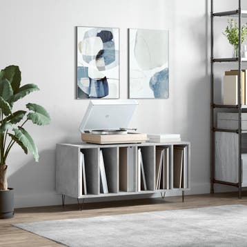 vidaXL Platenkast 100x38x48 cm bewerkt hout betongrijs, Huis en Inrichting, Woonaccessoires | Cd- en Dvd-rekken, Verzenden, Nieuw