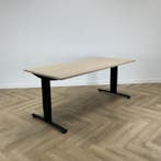 bureau 180x80 cm, licht eiken - zwart, Huis en Inrichting, Bureaus, Gebruikt