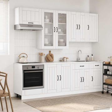 vidaXL Keukenblok LUCCA 8 st Hoogglans Wit Bewerkt hout, Verzenden, Nieuw