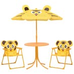 vidaXL 3-delige Bistroset voor kinderen met parasol geel, Tuin en Terras, Verzenden, Nieuw