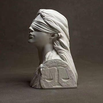 Beeld, Lady Justice - 12.7 cm - Marmer