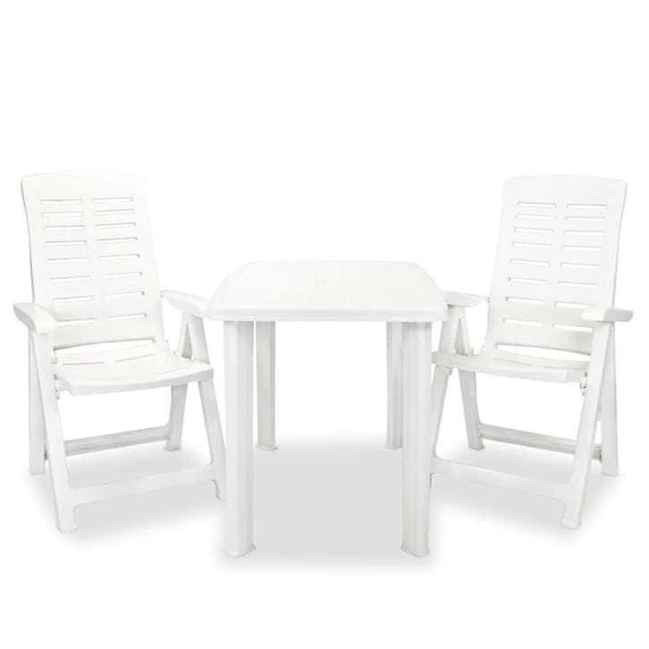 vidaXL 3-delige Bistroset kunststof wit, Jardin & Terrasse, Ensembles de jardin, Envoi