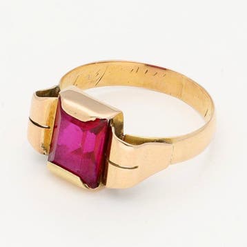 Ring - 14 karaat Geel goud - Robijn, Nieuw