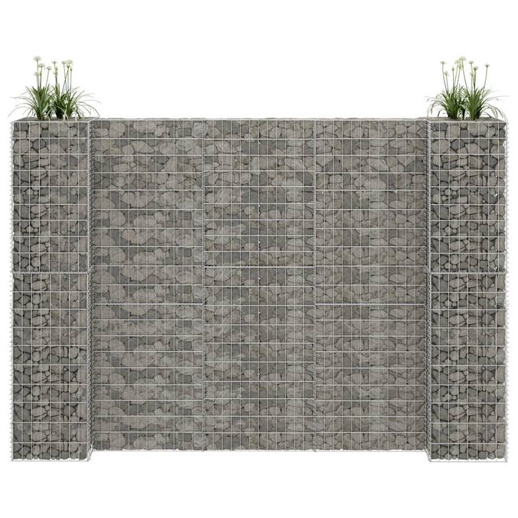 vidaXL Gabion plantenbak H-vormig 260x40x180 cm staaldraad, Jardin & Terrasse, Pots de fleurs, Envoi