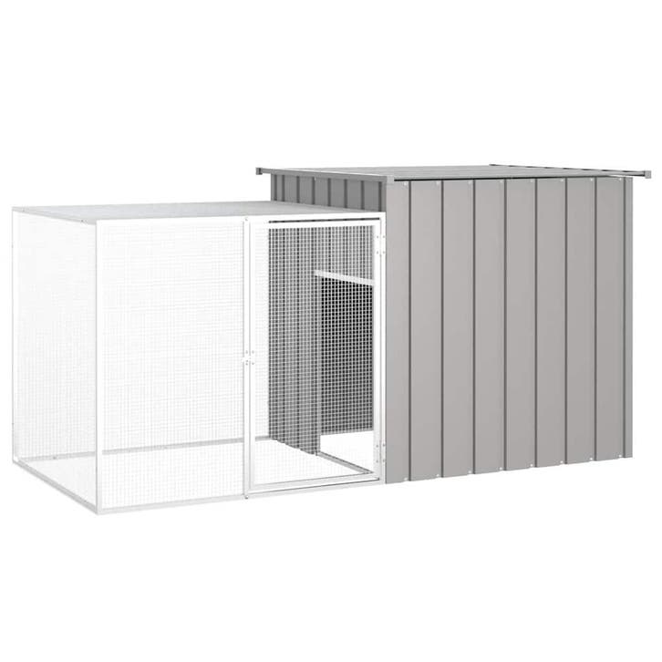 vidaXL Kippenhok 200x91x100 cm gegalvaniseerd staal grijs, Dieren en Toebehoren, Knaagdieren en Konijnen | Hokken en Kooien, Nieuw