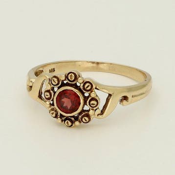 Ring - 14 karaat Geel goud - Robijn, Handtassen en Accessoires, Ringen, Nieuw