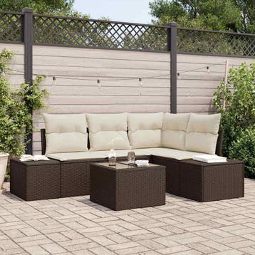 vidaXL Tuinbank Set met opslag Bruin en Crème poly rattan, Verzenden