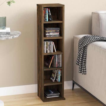 vidaXL Cd-kast 21x20x88 cm bewerkt hout gerookt eikenkleurig, Huis en Inrichting, Woonaccessoires | Cd- en Dvd-rekken, Verzenden