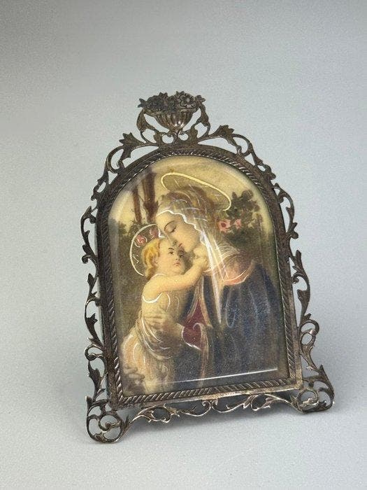 Icoon - Madonna met Kind - .800 zilver - Devotionele, Antiek en Kunst, Kunst | Niet-Westerse kunst