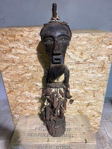 Groot Songye beeld - 98 cm - Hout, hout, vezels en