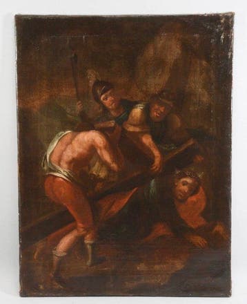 European school (XVIII) - Kreuzwegszene: Simon von Zyrene