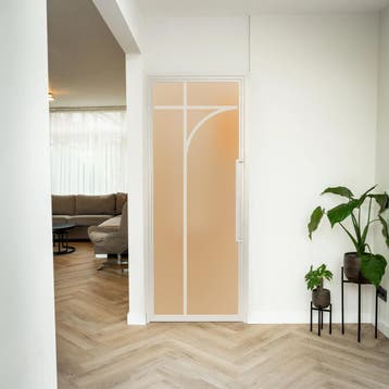 Stalen Binnendeur - Wit - 5 Vlaks rond - Matglas, Minder dan 80 cm, Binnendeur, Nieuw, Metaal