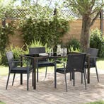 vidaXL Tuin Eettafel Set 5 pcs Zwart en Grijs PE Riet, Verzenden, Nieuw