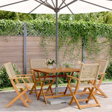 vidaXL 5-delige Tuinset poly rattan en massief hout beige, Verzenden, Nieuw, Tuinset