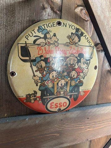 Zeldzaam Disney Esso reclamebord – Mickey Mouse, Donald Duck, Verzamelen, Nieuw