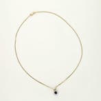 Collier avec pendentif - 14 carats Or jaune, Or blanc Saphir