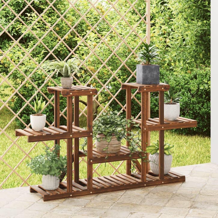 vidaXL Plantenstandaard 110x25x73 cm massief vurenhout, Jardin & Terrasse, Bacs à fleurs & Jardinières, Envoi