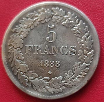 België. Leopold I. 5 Francs 1833 (Zonder minimumprijs)