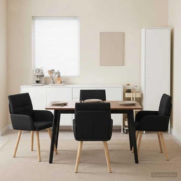 vidaXL Eetstoelen 4 st Stof Zwart 60 x 56 x 85 cm, Verzenden, Nieuw