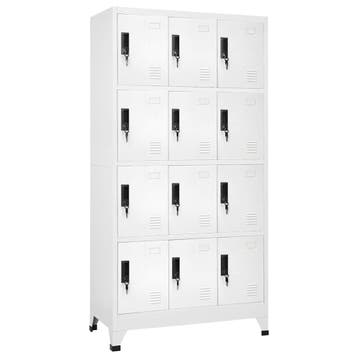 vidaXL Lockerkast 90x45x180 cm staal wit, Verzenden