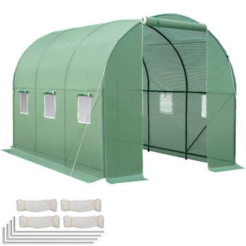 tectake Foliekas in tunnelvorm met 6 ramen 343x200x200cm - g, Tuin en Terras, Verzenden, Nieuw