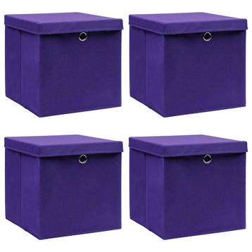 vidaXL Opbergboxen met deksel 4 st 28x28x28 cm paars, Verzenden, Nieuw