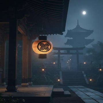 Antieke Japanse tempellantaarn met wapen — Murykin —, Antiek en Kunst