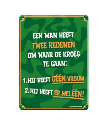 Metalen Bord Twee Redenen, Verzenden, Nieuw