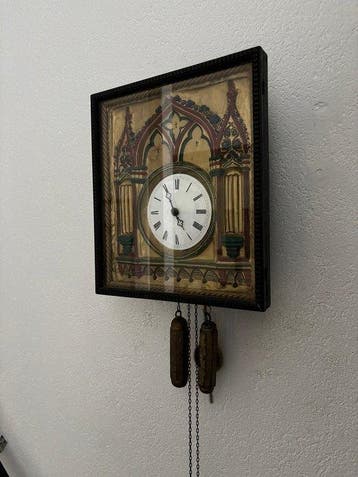 Schilderij klok - Antiek - Verguld messing - 1850-1900 -, Antiek en Kunst