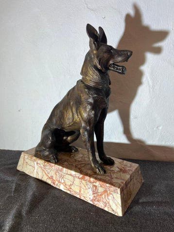 sculptuur, Chien - 30 cm - Metaal