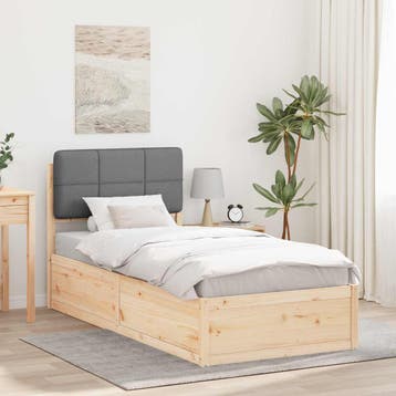 vidaXL Bedframe met Gevoerde Hoofdbord Lichtgrijs 100 x 200, Huis en Inrichting, Verzenden, Nieuw