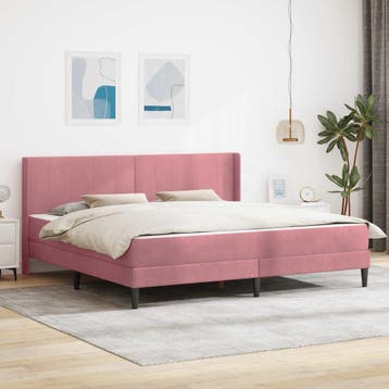 vidaXL Bedframe met matras met hoofdeinde Roze 200 x 200 cm, Verzenden, Nieuw