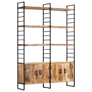 vidaXL Boekenkast met 4 schappen 124x30x180 cm ruw mangohout, Verzenden, Nieuw
