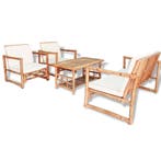 vidaXL 4-delige Loungeset met kussens bamboe, Verzenden, Nieuw, Loungeset