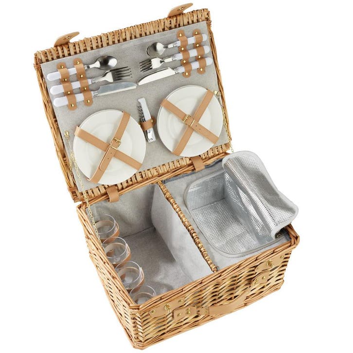 tectake Picknickmand Föhr voor 4 personen, met koelvak & acc, Hobby & Loisirs créatifs, Paniers de pique-nique, Envoi