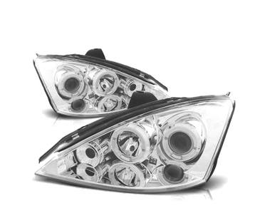 PHARES POUR FORD FOCUS 98-01 ANGEL EYES FOND CHROMÉ, Auto-onderdelen, Verzenden, Nieuw