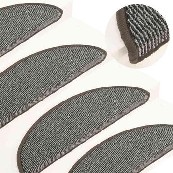 vidaXL Trapmatten 15 st 56x17x3 cm Grijs Halfrond, Verzenden