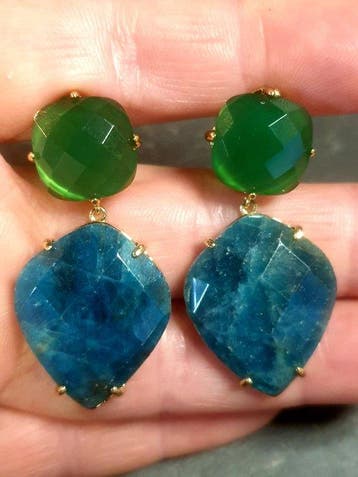Zilver, Natuurlijke neonblauwe apatiet, natuurlijke groene, Verzamelen