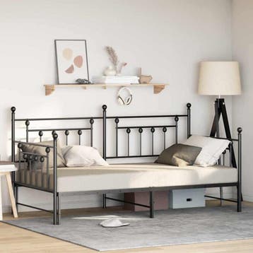vidaXL Bedframe voor een daybed Zwart 90 x 190 cm Staal, Verzenden