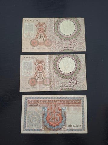 Nederland. - 3 Banknotes - 1949/1955 - Nvph 82,83 1a ,83 1b