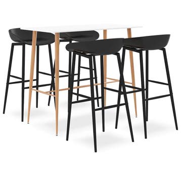 vidaXL 5-delige Barset wit en zwart, Verzenden, Nieuw