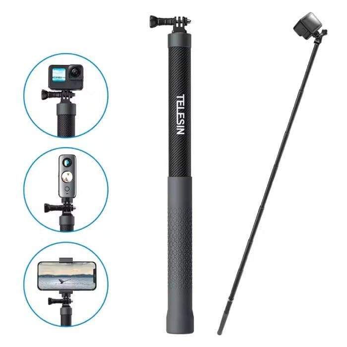Koolstofvezel Selfie Stick 3 Meter - Intrekbare Vlog Statief, Télécoms, Téléphonie mobile | Accessoires & Pièces, Envoi
