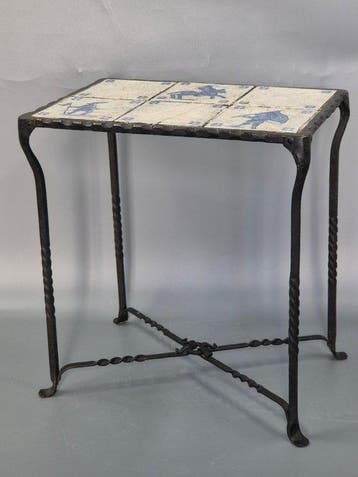 Bijzettafel - Metaal, Keramiek - Vintage tegeltafel –, Antiquités & Art