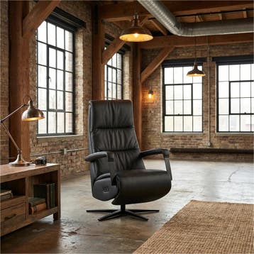 Leren relaxfauteuil met hartbalans Core - Toledo Nero, Bohemian, Industrieel, Modern, Scandinavisch, Nieuw, Ophalen of Verzenden