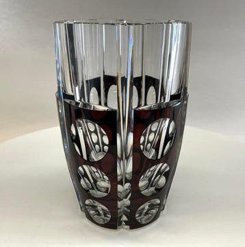 Val Saint Lambert – Art Deco kristallen vaas (dubbel, Antiek en Kunst
