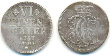 1/6 taler, daalder oorlogsgeld 1757 Nm Trier Erzbistum: J..., Postzegels en Munten, Verzenden, België
